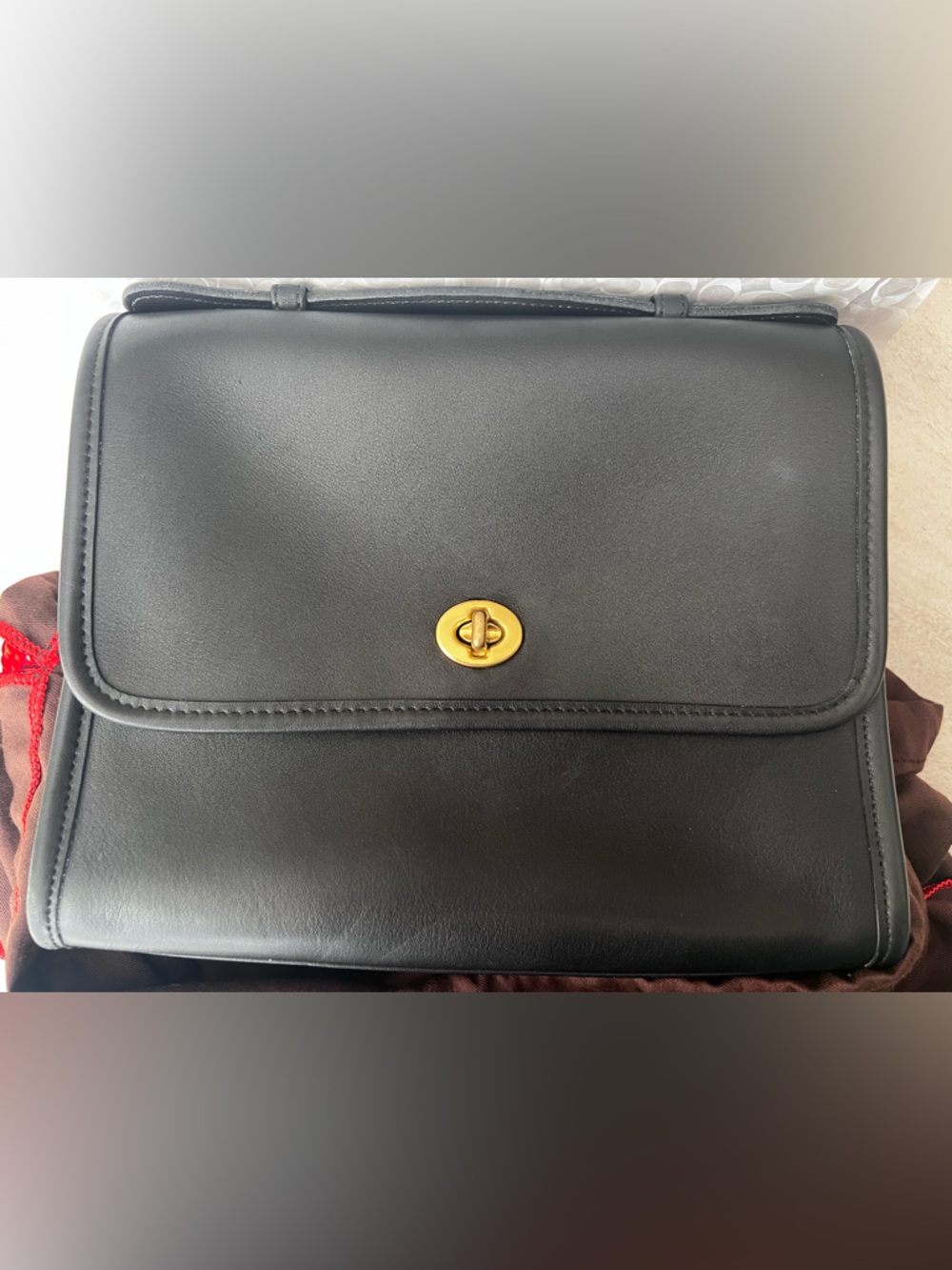 *Never Used* Vintage Coach Court Bag - Black Leather - 9870 - Picture 2 of 14